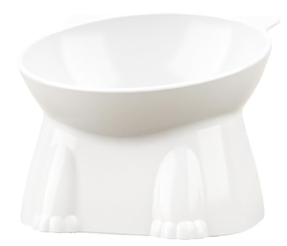 Kutkut Slanted Cat Dog Food Bowl  Anti Vomiting Design, WhiskerFriendly Tilted Angle, NonSlip EcoFriendly Pet Dish, Plastic 