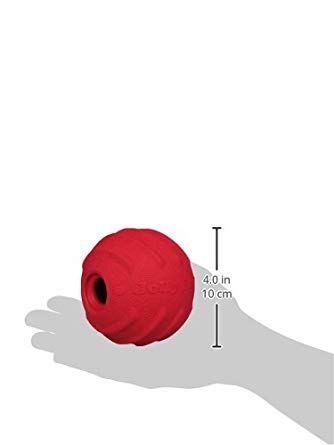 Jolly Pets Tuff Tosser Bouncing Ball Tog Toy/Treat Holder, 4 Inches, Red, All Breed Sizes