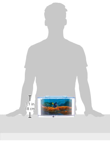 Penn-Plax Finding Dory Betta Aquarium Fish Tank Kit | 0.7 Gallon Size | Includes Décor, Background, And Lid