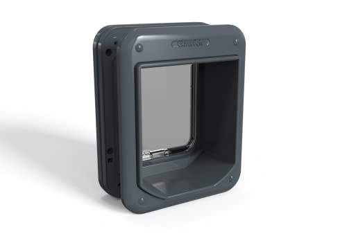 Closer Pets Microchip Activated Cat Door For Entry Control Of Up To 30 Cats - Iso And Avid Compatible - (Grey)