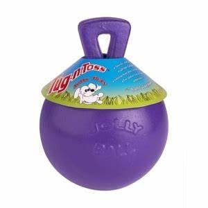 Jolly Pets 2 Pack Of Tug-N-Toss Heavy Duty Chew Ball With Handle, Purple, 6-Inch