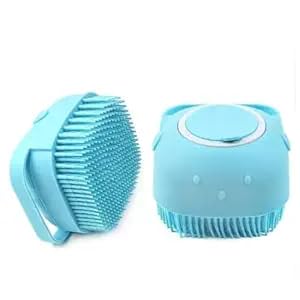 Silicone Pet Grooming Brush, Soft Bristles, Bath and Massage Tool, Blue