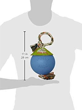 Jolly Pets Romp-N-Roll Rope And Ball Dog Toy, 4.5 Inches/Small, Blueberry For All Breed Sizes
