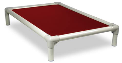 Kuranda Chewproof Bed - Almond PVC - 25'' x 18'' - Heavy Duty Vinyl - Burgundy