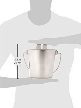 Indipets Heavy Duty Stainless Steel Flat Sided Pail With Hooks - 1 Quart - Lays Flat Against Dog Kennel, Crate Or Fence