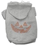 Halloween Pet Dog & Cat Hoodie Rhinestone, &quot;Jack O' Lantern&quot; Gray MD (6-10 lbs.)