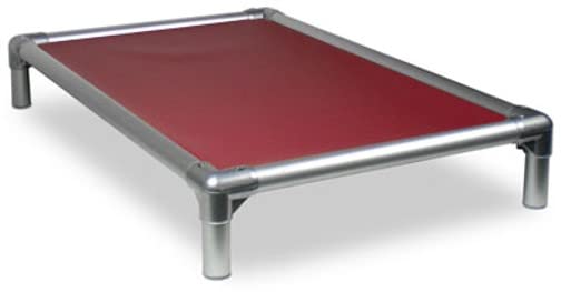 Kuranda Chewproof Bed - Silver Aluminum - 35'' x 23'' - Heavy Duty Vinyl - Burgundy