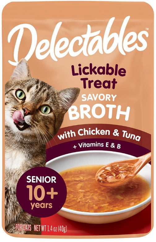 Hartz Delectables Savory Broth Lickable Treat for Senior Cats Chicken and Tuna