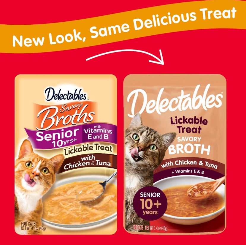 Hartz Delectables Savory Broth Lickable Treat for Senior Cats Chicken and Tuna