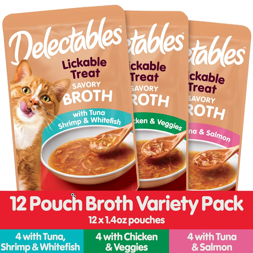 Hartz Delectables Savory Broth Lickable Treat for Cats Variety Pack