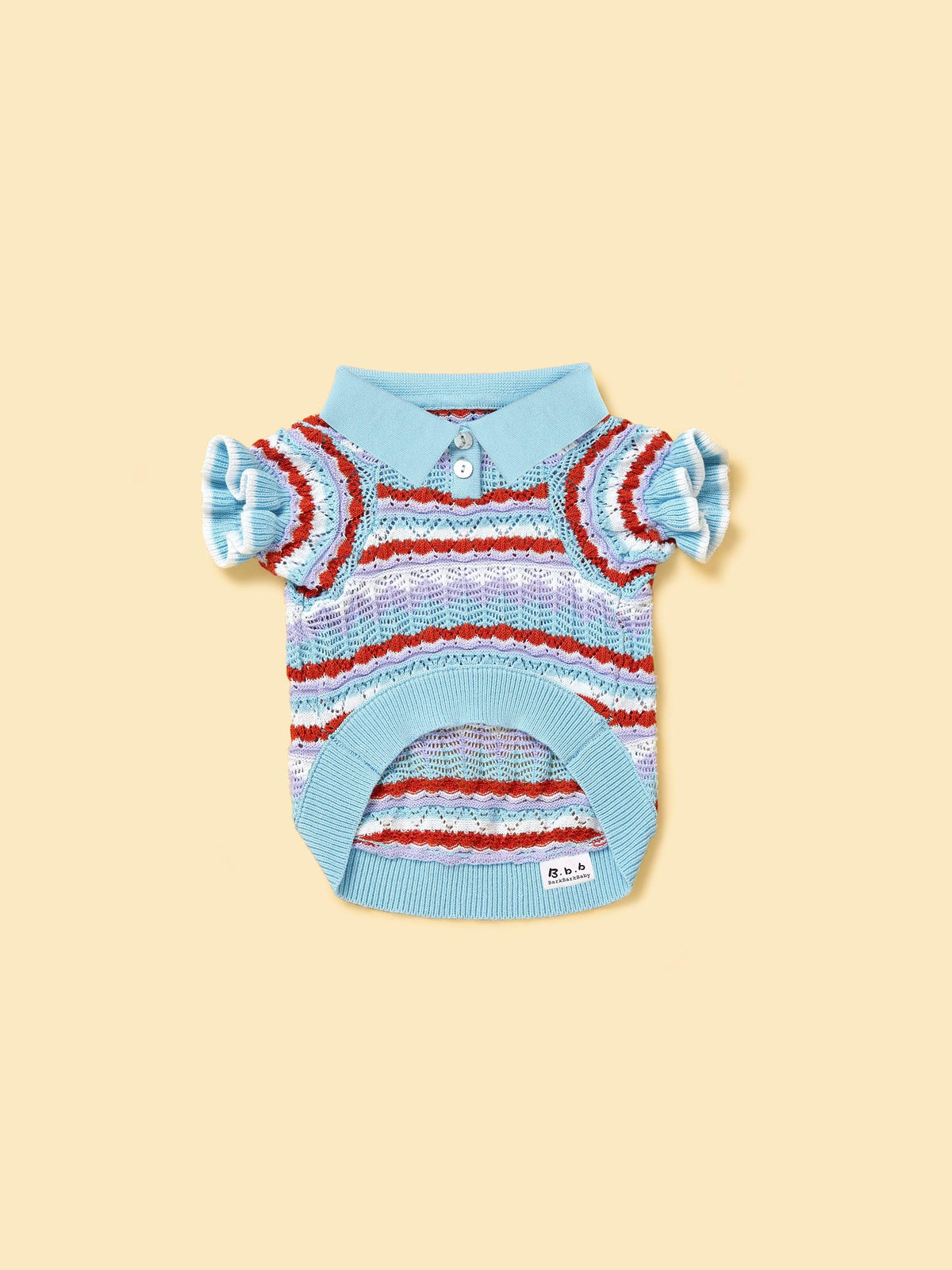 Spring Pets Me Pet & Me Spring Summer Ocean Blue Ruffle Crochet Short Sleeve Polo Shi ...