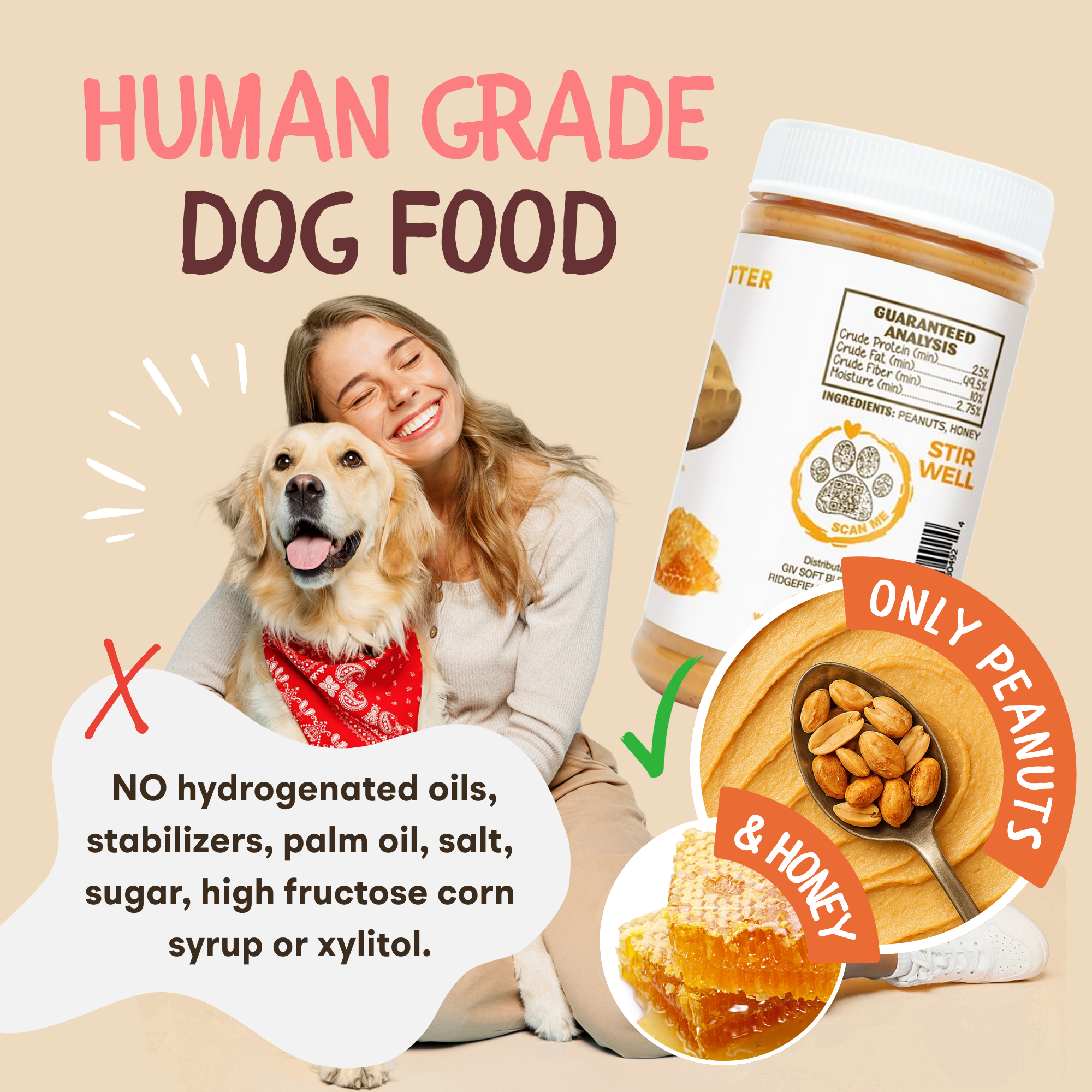 Dog Peanut Butter 4oz Pouch (3 Count) with Lick Mat