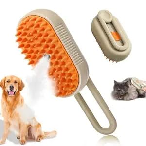 4In1 Cat & Dog Grooming Mist Steam Brush  Electric Pet Shedding Comb With Spray, Massage, And Cleaning  AntiHair Loss, Soft