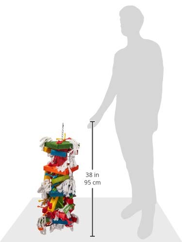 Featherland Paradise | Knots N Blocks - Xxl Bird Toy | Parrot Toys | Bird Toys For Parrots, Macaws, Cockatoos, Very Large Birds, Big Beaks
