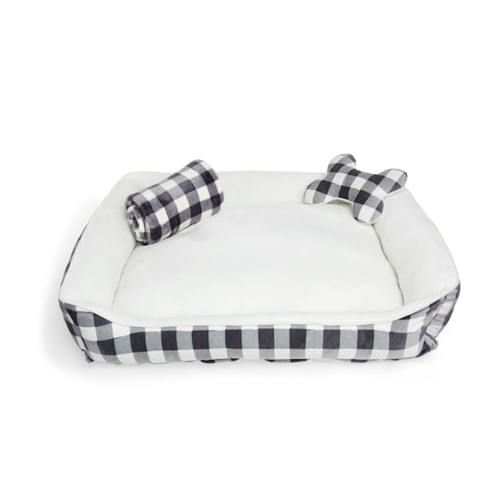 Everyyay Essentials Dog Bed Bundle, 36 L X 30 W X 6.5 H, Plaid