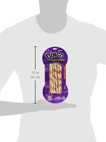 Dingo Twist Stick Rawhide Chews, Made With Real Chicken, 10-Count
