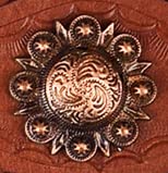 Replacement Copper Berry Conchos for DowgClub Zigzag Style Scalloped Edges, Hand Tooled, Hand Carved Leather Dog Collar