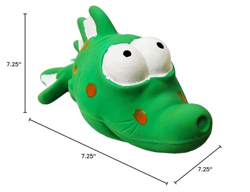 Scoochie Premium Dog Toy | Latex Bug Eyed Green Fish | 7.25 Inch
