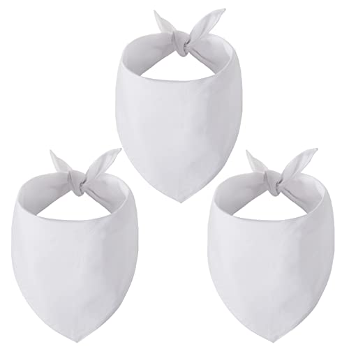 Gofshy Blank Dog Bandanas Xl-3Pcs, Diy Solid White Triangle Scarf Premium Cotton Handkerchief Or Bib, Personalized Design Birthday/Party Fun Idea Gift For X-Large&Large Pets