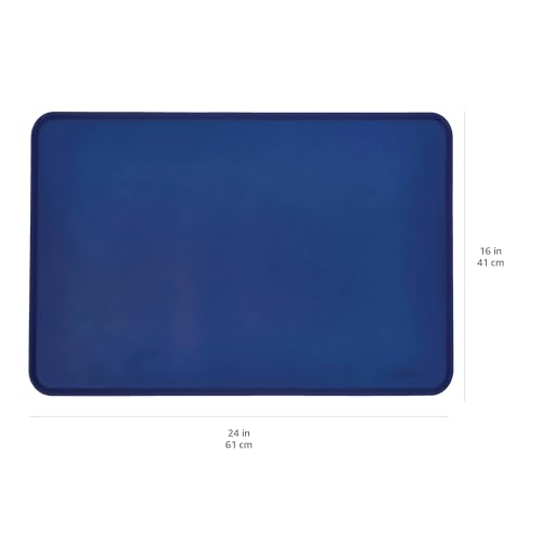 Amazon Basics Waterproof Anti-Slip Silicone Cat & Dog Food Mat, Pet Mats with Raised Edges for Food and Water Bowl to Protect Fl