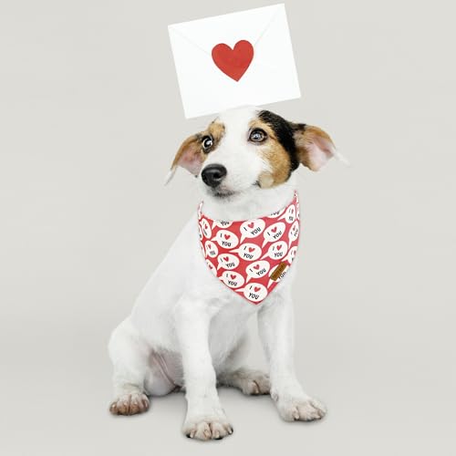 Thloh Dog Bandanas With Snap Button - 2 Pack Reversible Heart Dog Scarf For Boy & Girl, Premium Durable Fabric, Pet Bandana For