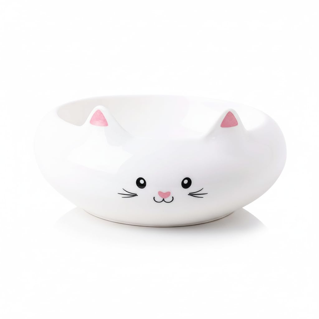 Cat Bowls, Cat Food Bowl, Ceramic Cute Kitten Bowls for Food and Water 7.1oz, Small Dog Feeding Dish for Whisker Fatigue Friendl