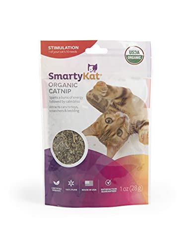 Smartykat Organic Catnip For Cats, 100% Certified Organic & Natural, Pure & Potent, Resealable Pouch, 1 Ounce