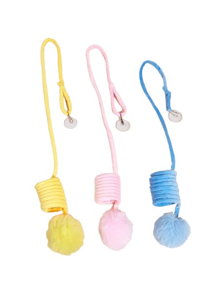 Fluffy Ball Spring Bouncing Cat Toy  Interactive Plush Ball With Spring Coil, Lightweight & Durable Teaser Toy For Indoor Cats 