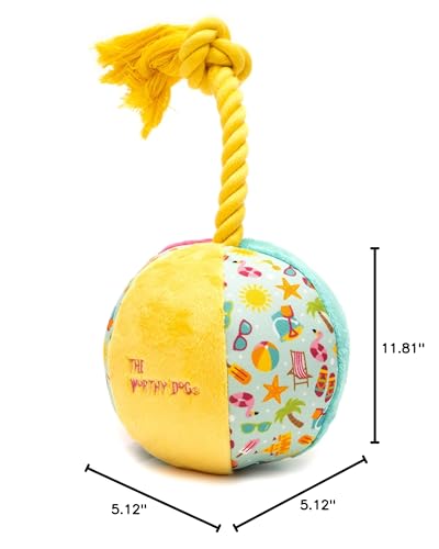 The Worthy Dog Life'S A Beach Durable Dog Toy – Heavy Duty Chew-Resistant Design With Multiple Squeakers And Non-Toxic Stuffing – For Hours Of Fun Outdoor And Indoor Play – Yellow