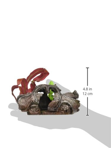 Penn-Plax Sunken Car Wreck With Attached Plant – Aquarium And Fish Tank Décor - Small