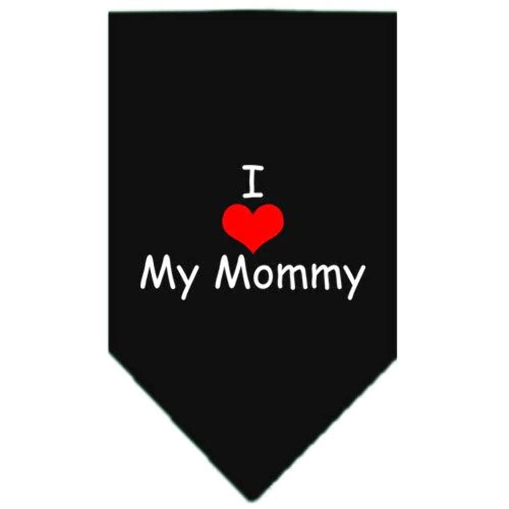 Pet and Dog Bandana Screen Printed, &quot;I Love My Mommy&quot; Bright Pink Large