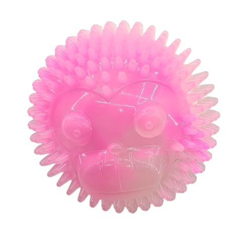 Woofy Pets Face Shape Spike Ball  Glow in Night Squeaky Sound 3.5 Inch Radium Glowing Interactive Toy, Teeth Cleaning Ball for 