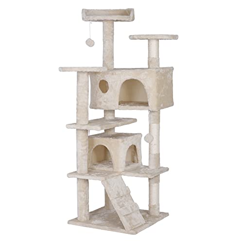 54In Cat Tree Tower For Indoor Cats Multi-Level Cat Condo Cat Bed Furniture With Scratching Post Kittens Activity Center