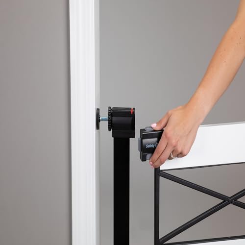 Safety 1st Adjustable Baby Gate for Doorways, Modern Farmhouse Style Gates for Pets, Toddlers, Babies, Children, White and Black