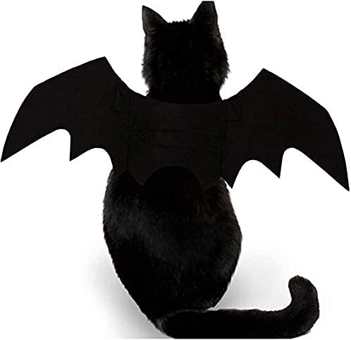Ismarten Bat Wings Costume, Small, Black Felt, For Dogs & Cats, Halloween Pet Apparel