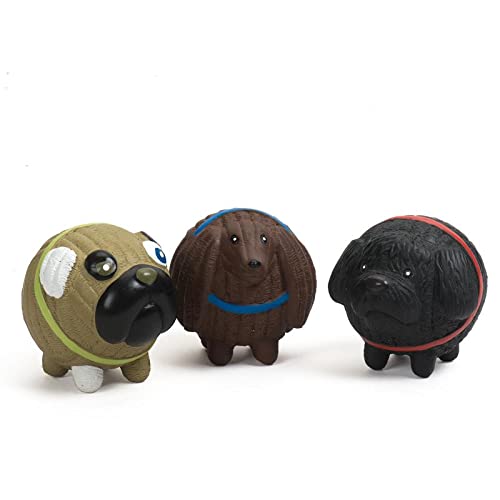 Hugglehounds Assorted Ruff-Tex Latex Ball Dog Toys - Dog Toys Rubber, Puppy Toys, Puppy Essentials, Pool Toy, Heavy Duty Squeaky Ball For Small, Medium & Large Dogs, All Breeds - Hugglemutt 3 Pack