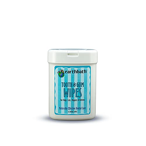 Earthbath Tooth & Gum Wipes For Dogs & Cats With Peppermint & Baking Soda, 25Ct     Naturally Effective Dental Care For Pets    