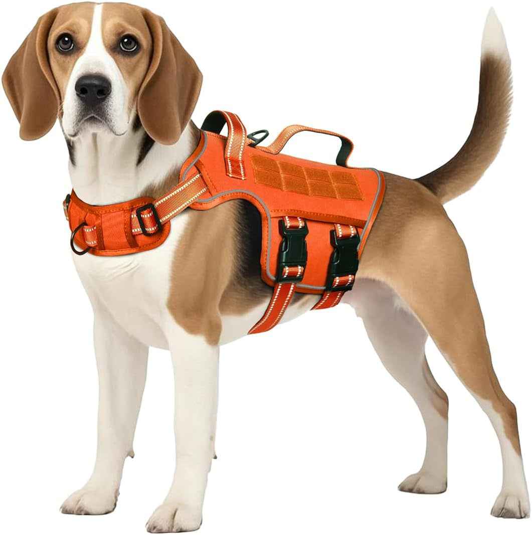 Tactical Dog Harness MOLLE Vest – Camo, S–XL, No-Pull