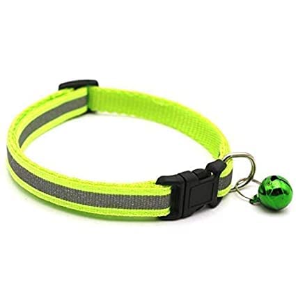 Psk Pet Mart Adjustable Reflective Collar Safety Buckle Bells For Pet Reflective Collar For Puppy, Cat, Dog, Kitten, Light Gree