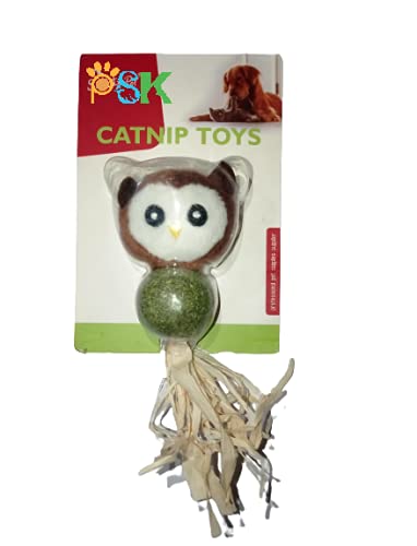 Psk Pet Mart 100% Natural Plush Owl With Catnip Ball Funny Shape Customized Catnip Toy Pack Of 1