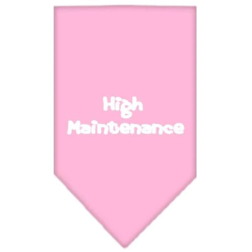 Pet and Dog Bandana Screen Printed, &quot;High Maintenance&quot; Light Pink Large