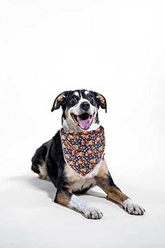 Lionheart Glory Dog Bandana 1 Pack Washable Soft Cotton Floral Print Bibs Scarf, Adjustable Kerchief Square Dog Bandanas For Sma