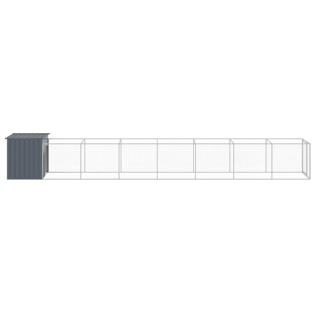 vidaXL Dog House with Run Anthracite 43.3x320.1x43.3 Galvanized Steel
