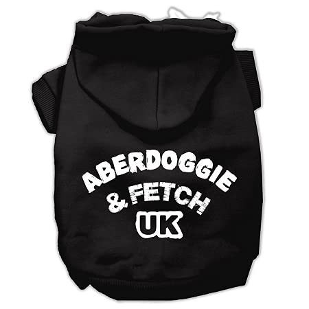 Mirage Pet Products 12&quot; Aberdoggie UK Screen Print Pet Hoodie, Medium, Black