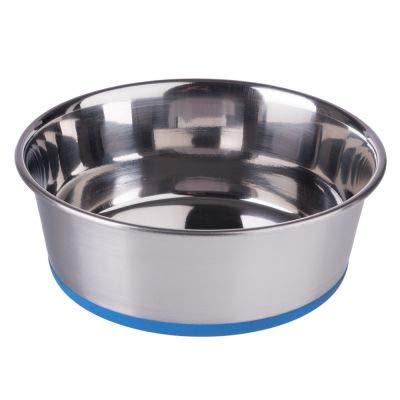 Home Bargains Stainless Steel Dog Feeding Bowl With Silicon Bonded Rubber Base For Feeding Dogs Cats And PetsBlue,18 Cm,H_7 Cm,