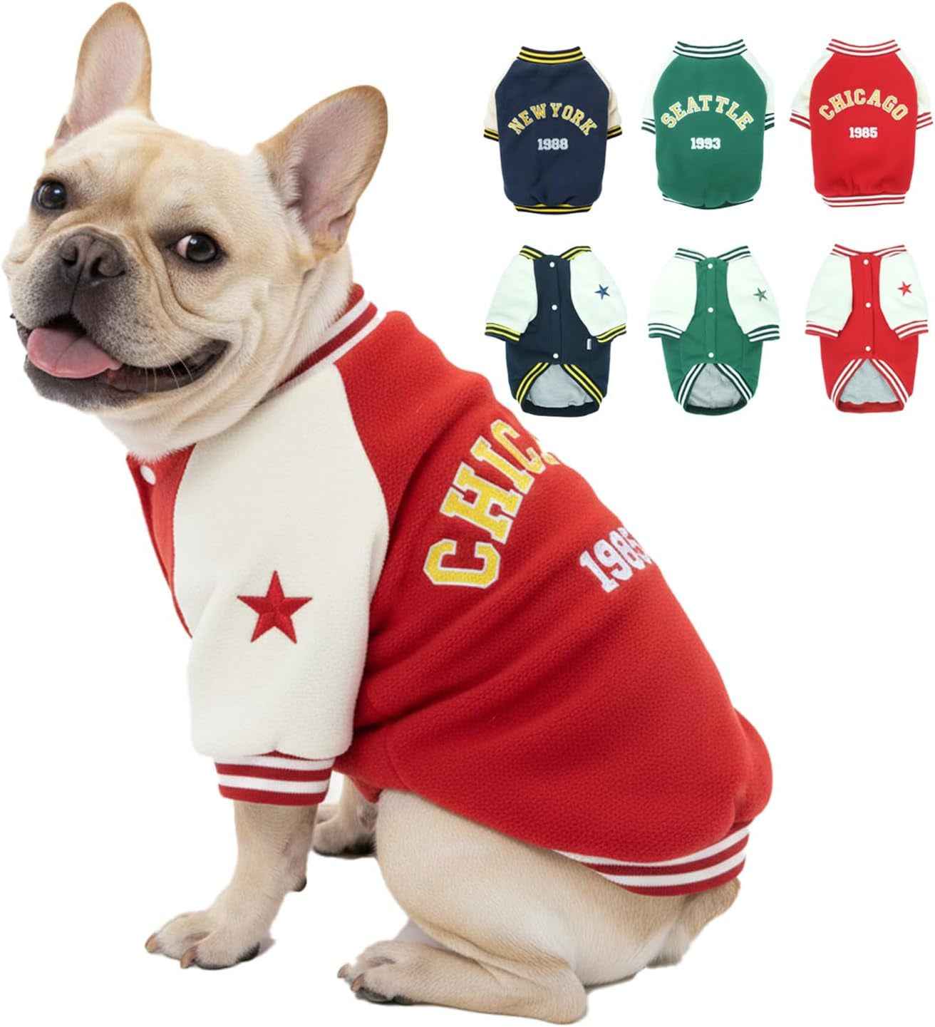 Warm Dog Varsity Jacket Heavyweight Fleece Pet Coat Small-4XL