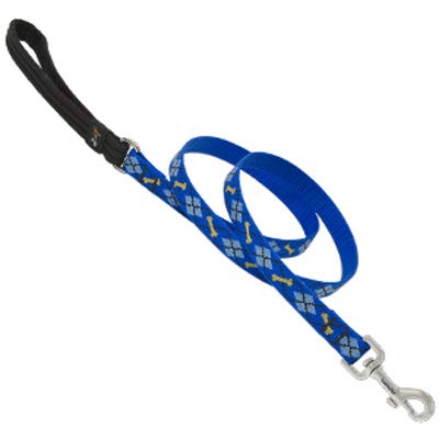 Lupinepet Originals 3/4" Dapper Dog 6-Foot Padded Handle Leash for Medium and Larger Dogs