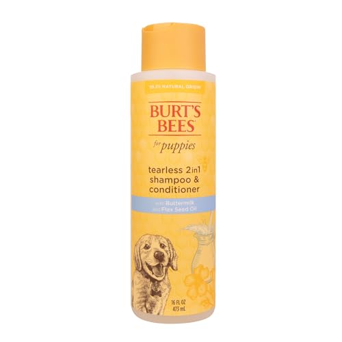 Burt'S Bees For Pets Tearless Puppy 2-In-1 Shampoo And Conditioner With Buttermilk And Linseed Oil, 95% Natural Origin Formulas, Shampoo For Puppies - Gentle Puppy Shampoo Tear Free, 16 Oz