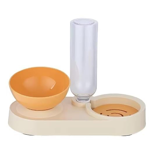 Amdroz Automatic Pet Feeder & Water Dispenser Bowl For Cats And Small Dogs, Dual Feeding Bowl With 500Ml Water Bottle, Gravity W