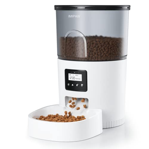 IMIPAW Automatic Cat Feeders, 3L Timed Cat Dry Food Dispenser with Clog-Free Design, Auto Pet Feeder for Cats and Dogs, 1-4 Meal